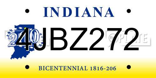 4JBZ272 Indiana License Plate