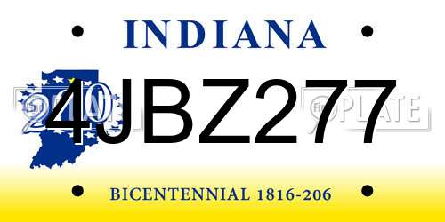 4JBZ277 Indiana License Plate