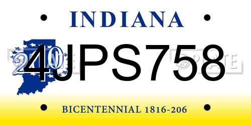 4JPS758 Indiana License Plate
