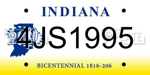 4JS1995 Indiana License Plate