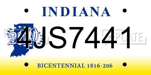 4JS7441 Indiana License Plate