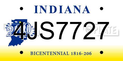 4JS7727 Indiana License Plate