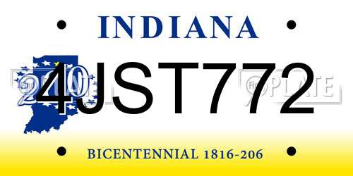 4JST772 Indiana License Plate