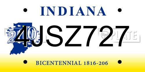 4JSZ727 Indiana License Plate
