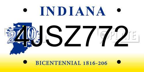 4JSZ772 Indiana License Plate
