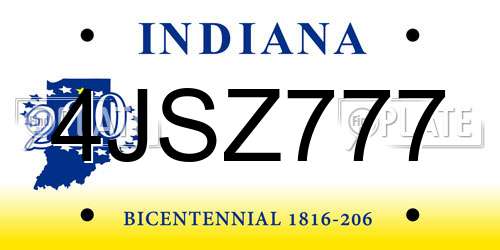 4JSZ777 Indiana License Plate