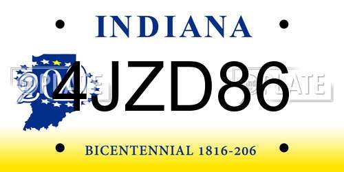 4JZD86 Indiana License Plate