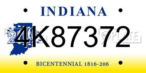 4K87372 Indiana License Plate