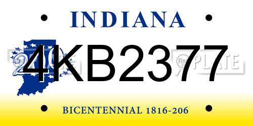 4KB2377 Indiana License Plate