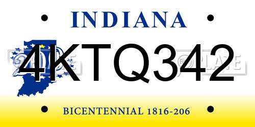 4KTQ342 Indiana License Plate