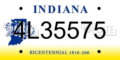 4L35575 Indiana License Plate