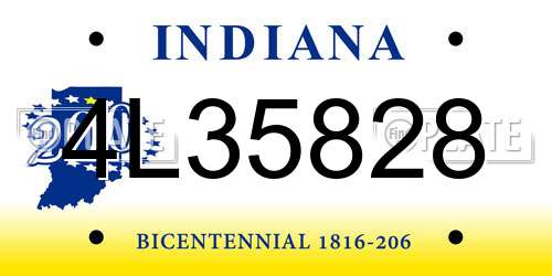 4L35828 Indiana License Plate