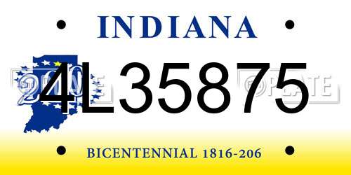 4L35875 Indiana License Plate