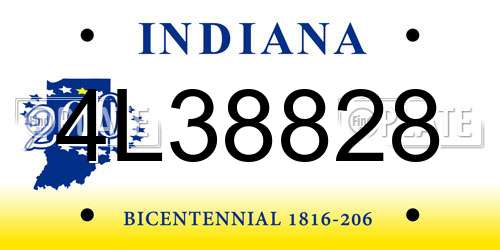 4L38828 Indiana License Plate