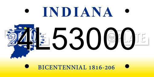 4L53000 Indiana License Plate