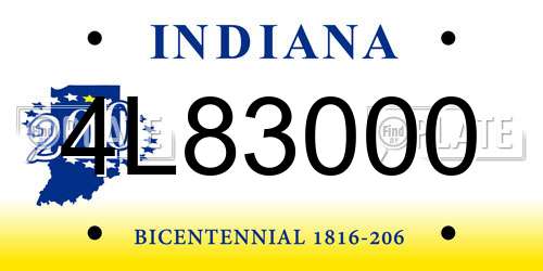 4L83000 Indiana License Plate
