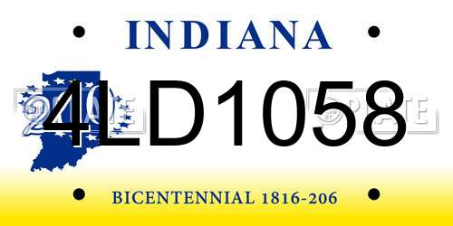 4LD1058 Indiana License Plate