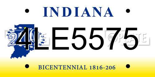 4LE5575 Indiana License Plate