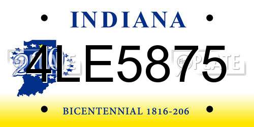 4LE5875 Indiana License Plate