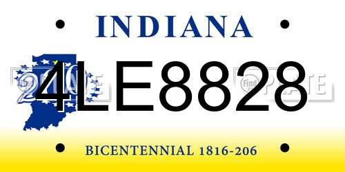 4LE8828 Indiana License Plate