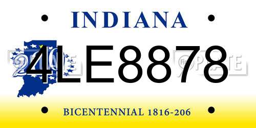 4LE8878 Indiana License Plate