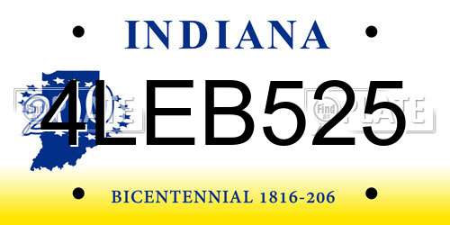 4LEB525 Indiana License Plate