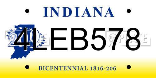 4LEB578 Indiana License Plate