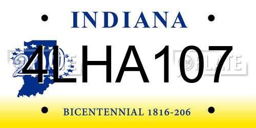 4LHA107 Indiana License Plate