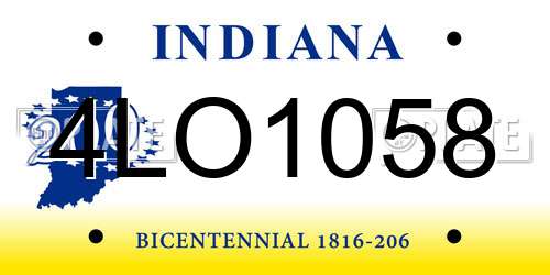 4LO1058 Indiana License Plate