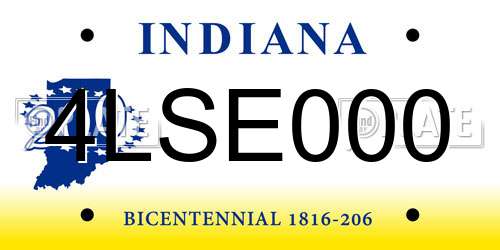 4LSE000 Indiana License Plate