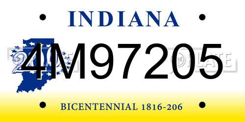 4M97205 Indiana License Plate