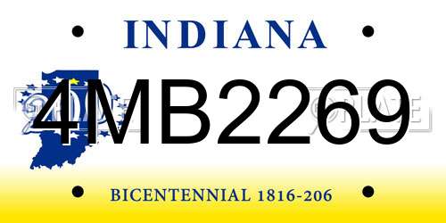 4MB2269 Indiana License Plate