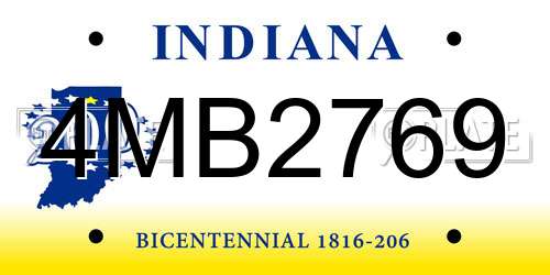 4MB2769 Indiana License Plate
