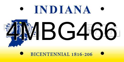 4MBG466 Indiana License Plate