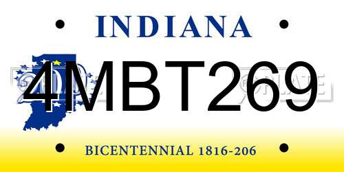 4MBT269 Indiana License Plate