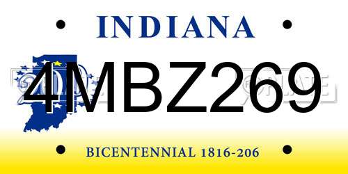 4MBZ269 Indiana License Plate