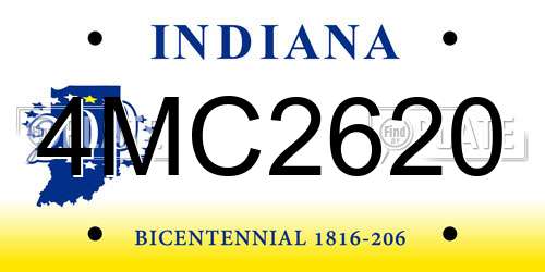4MC2620 Indiana License Plate