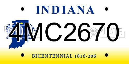 4MC2670 Indiana License Plate