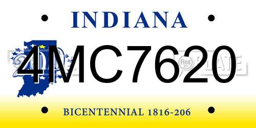 4MC7620 Indiana License Plate