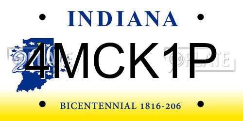 4MCK1P Indiana License Plate