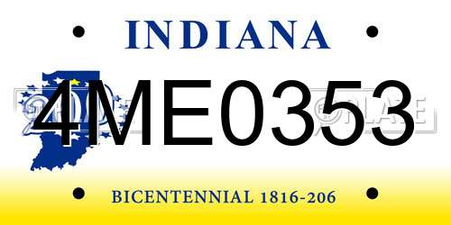 4ME0353 Indiana License Plate