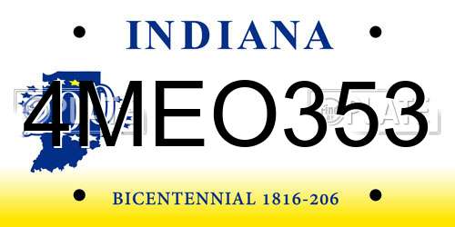 4MEO353 Indiana License Plate