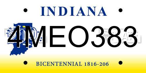 4MEO383 Indiana License Plate