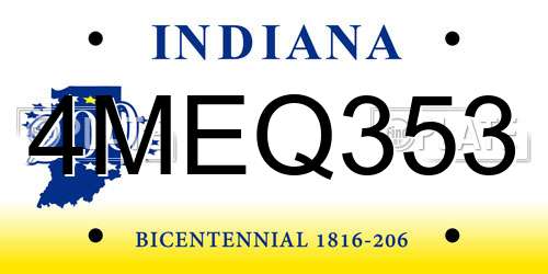 4MEQ353 Indiana License Plate