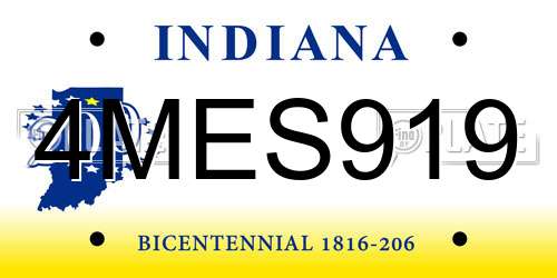 4MES919 Indiana License Plate