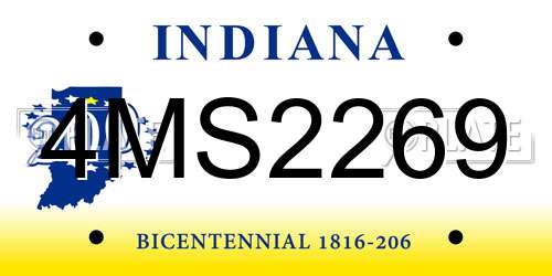 4MS2269 Indiana License Plate