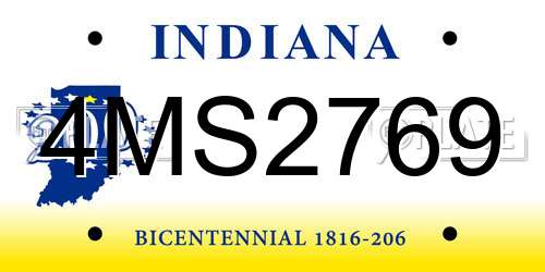 4MS2769 Indiana License Plate