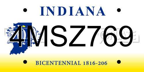 4MSZ769 Indiana License Plate