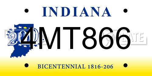 4MT866 Indiana License Plate