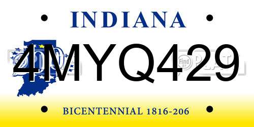 4MYQ429 Indiana License Plate